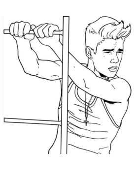 Dibujo de Justin Bieber Va al Gimnasio para Colorear