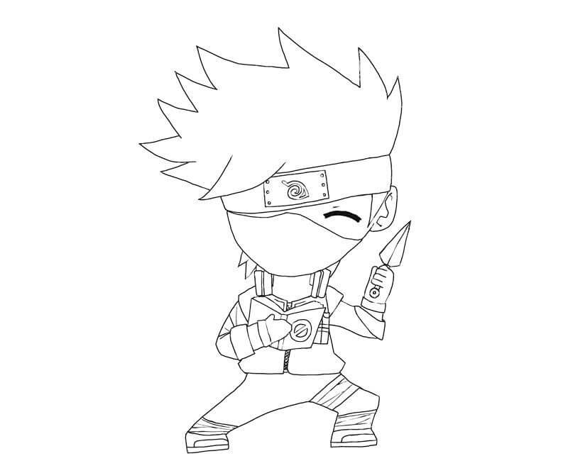 Dibujo de Dibujando a Chibi Kakashi para Colorear