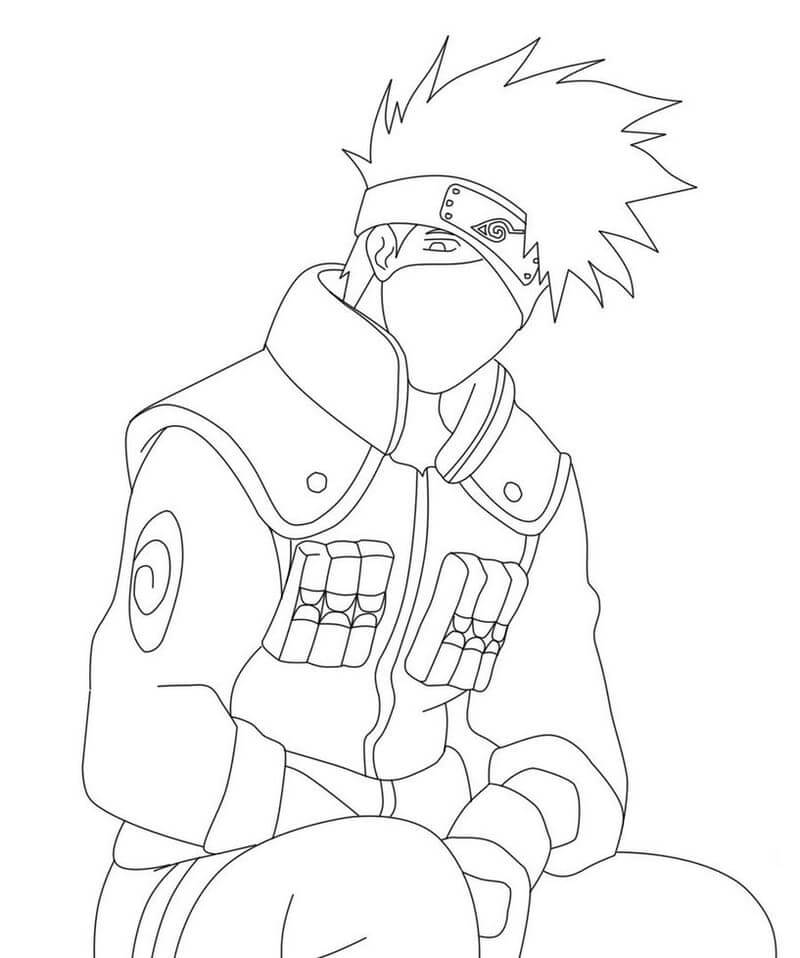 Dibujo de Kakashi Sentado para Colorear