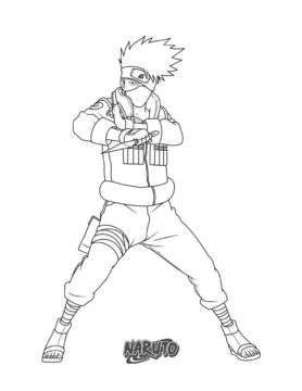 Dibujo de Kakashi Sosteniendo a Kunai para Colorear