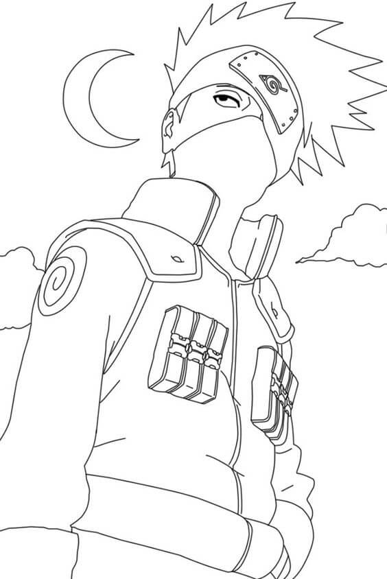Dibujo de Kakashi en la Noche para Colorear