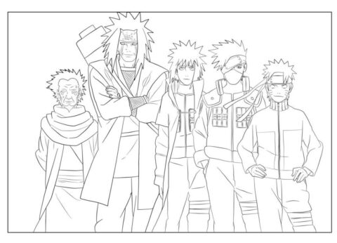 Dibujo de Kakashi y Cuatro de Naruto para Colorear