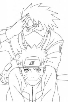 Dibujo de Kakashi y Naruto para Colorear