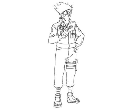 Dibujo de Libro de Lectura de Kakashi para Colorear