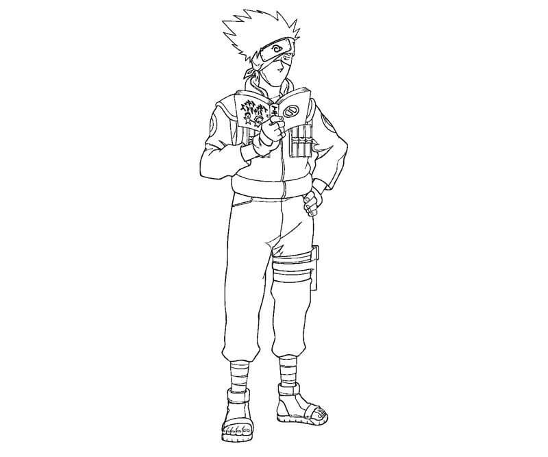 Dibujo de Libro de Lectura de Kakashi para Colorear