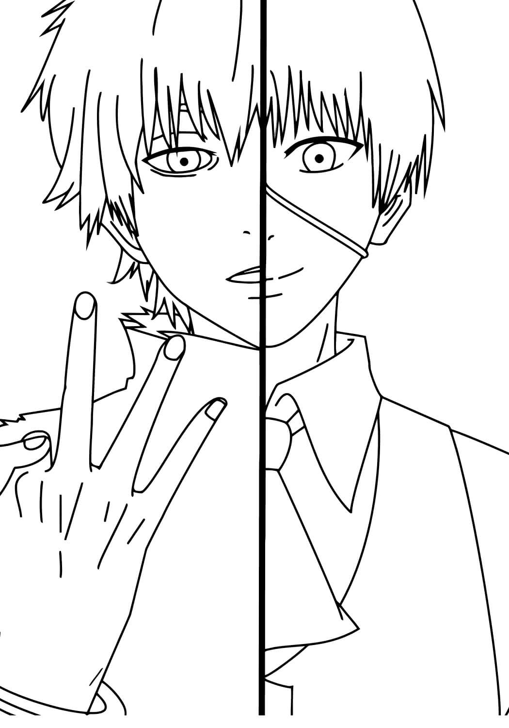 Dibujo de Kaneki Ken And Haise Sasaki para Colorear