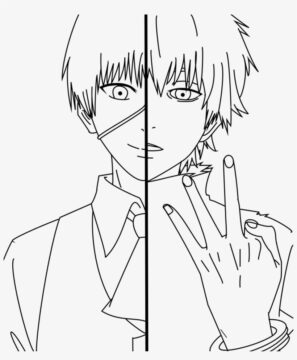 Dibujo de Kaneki Ken Dos Personalidades para Colorear