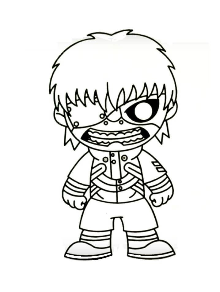 Dibujo de Monstruo Chibi Kaneki Ken para Colorear