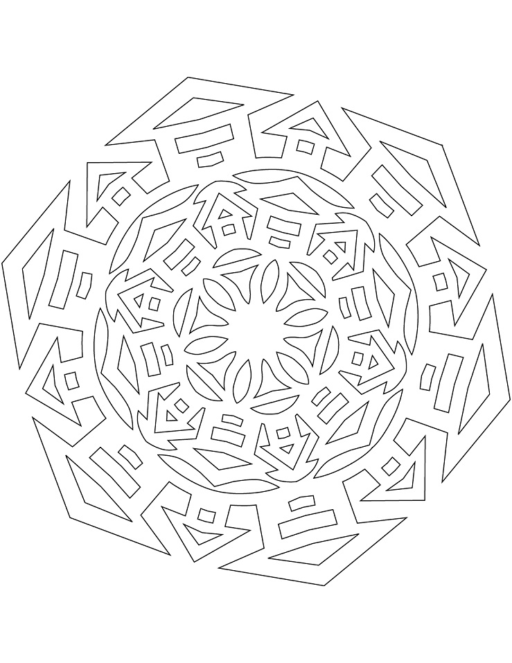 Dibujo de Copo de Nieve con Casas para Colorear