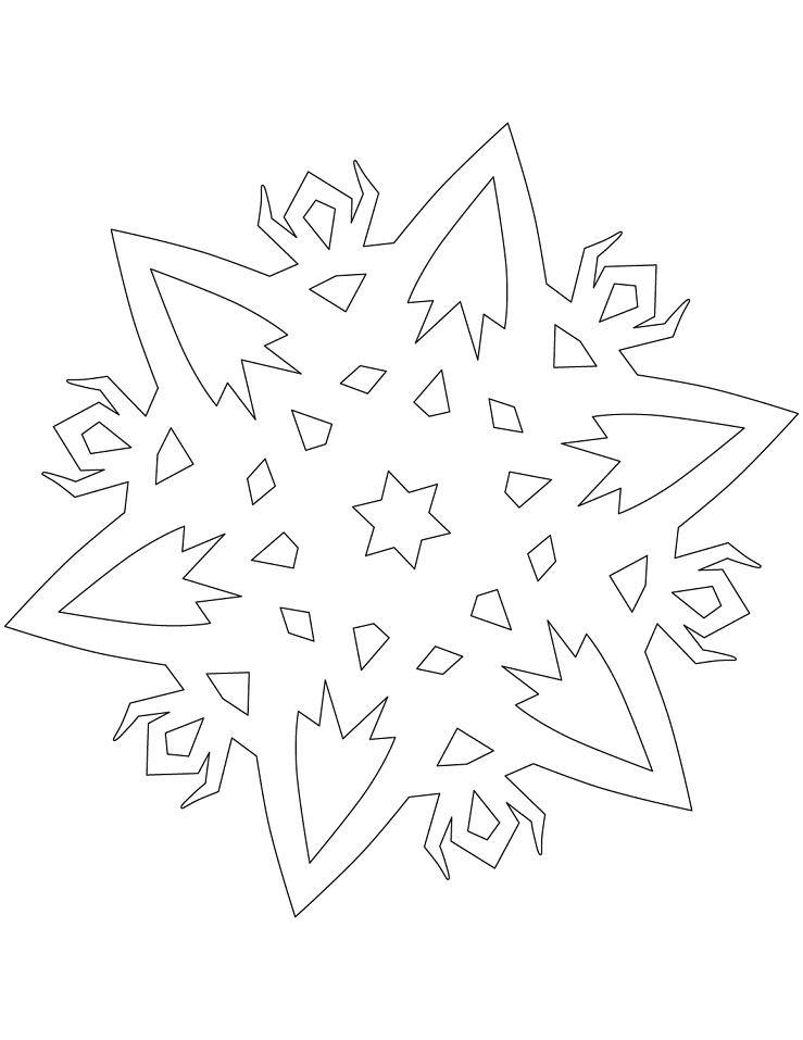 Dibujo de Copo de Nieve con Criaturas Rituales para Colorear