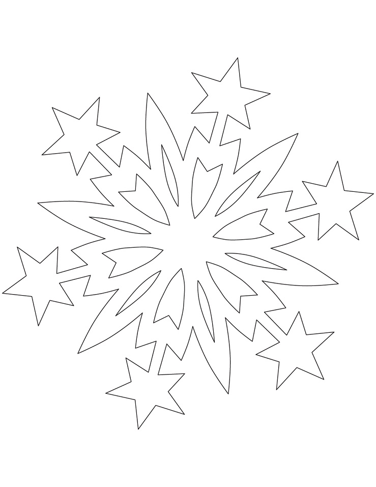 Dibujo de Copo de Nieve con Estrellas navideñas para Colorear