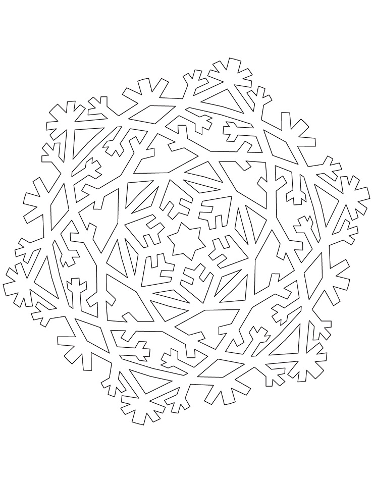 Dibujo de Copo de Nieve con Muchos Cristales para Colorear