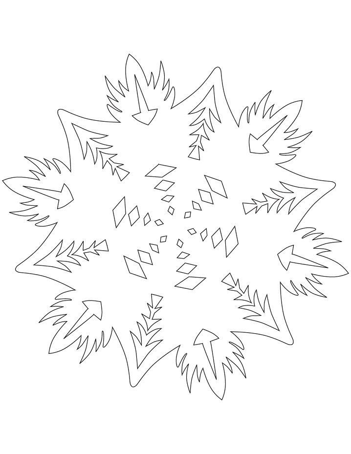 Dibujo de Copo de Nieve con Patron Abstracto para Colorear