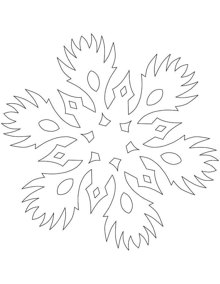 Dibujo de Copo de Nieve con Patron Ardiente para Colorear