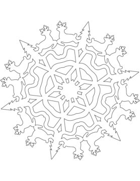 Dibujo de Copo de Nieve con Renos navideños para Colorear