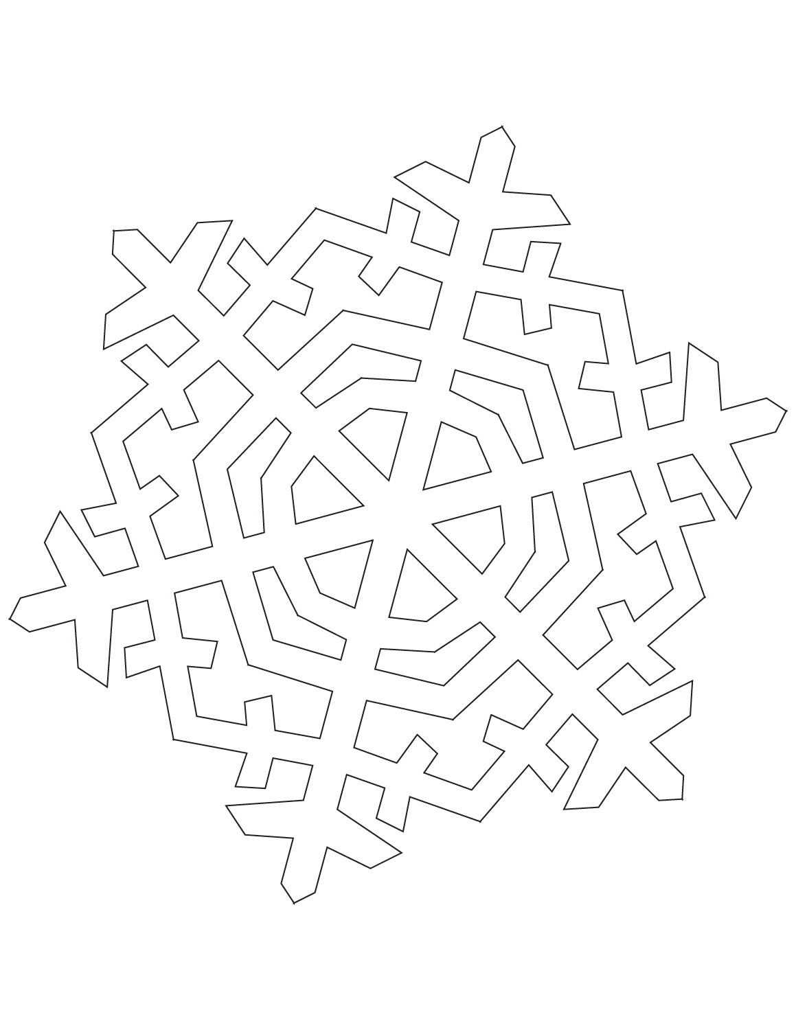 Dibujo de Copo de Nieve de Cristal de Seis Puntas para Colorear