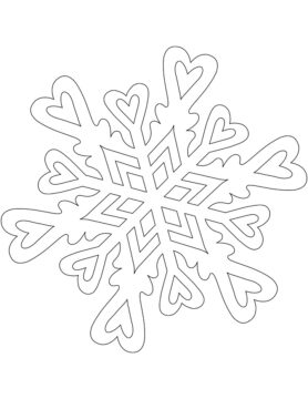 Dibujo de Patron de Copo de Nieve con Corazones para Colorear