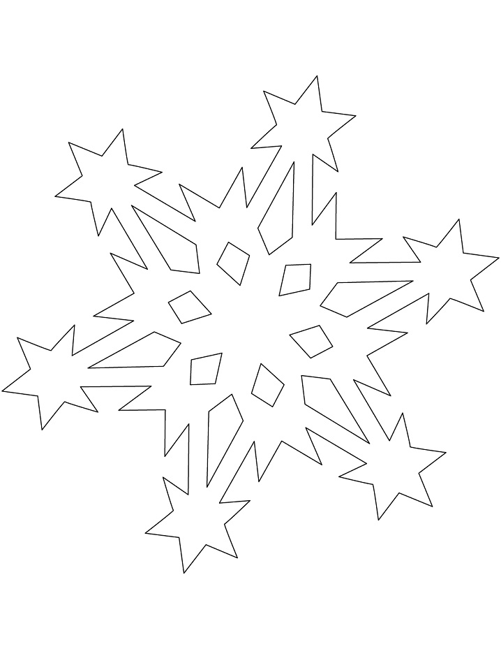 Dibujo de Patron de Copo de Nieve con Estrellas para Colorear