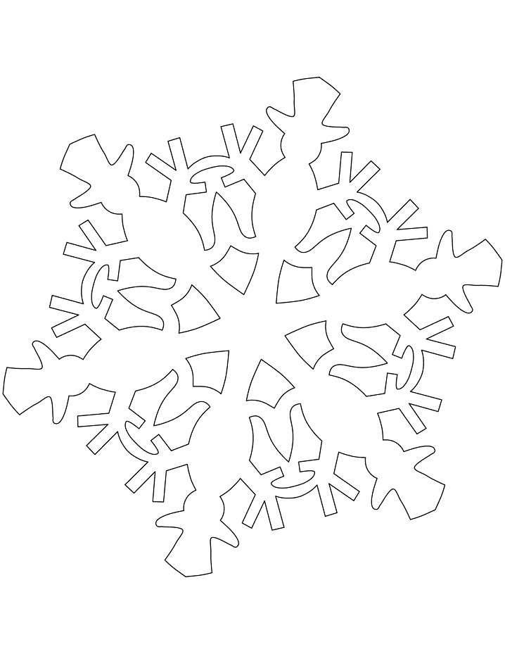 Dibujo de Patron de Copo de Nieve con Mu Eco de Nieve para Colorear
