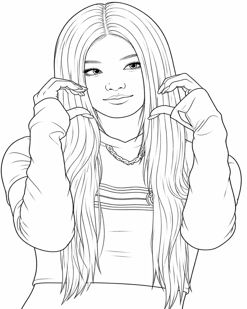 Dibujo de Jeong Yoonchae de Katseye página para Colorear