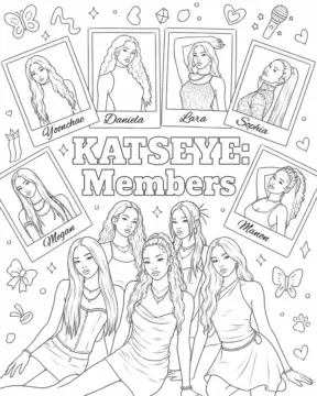 Dibujo de Katseye en una Revista página para Colorear