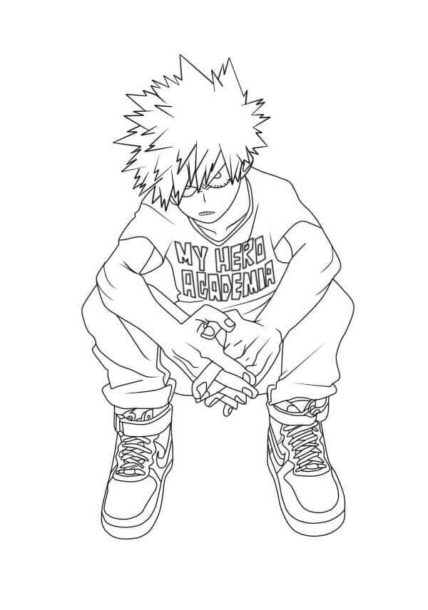 Dibujo de Bakugo Sentado para Colorear