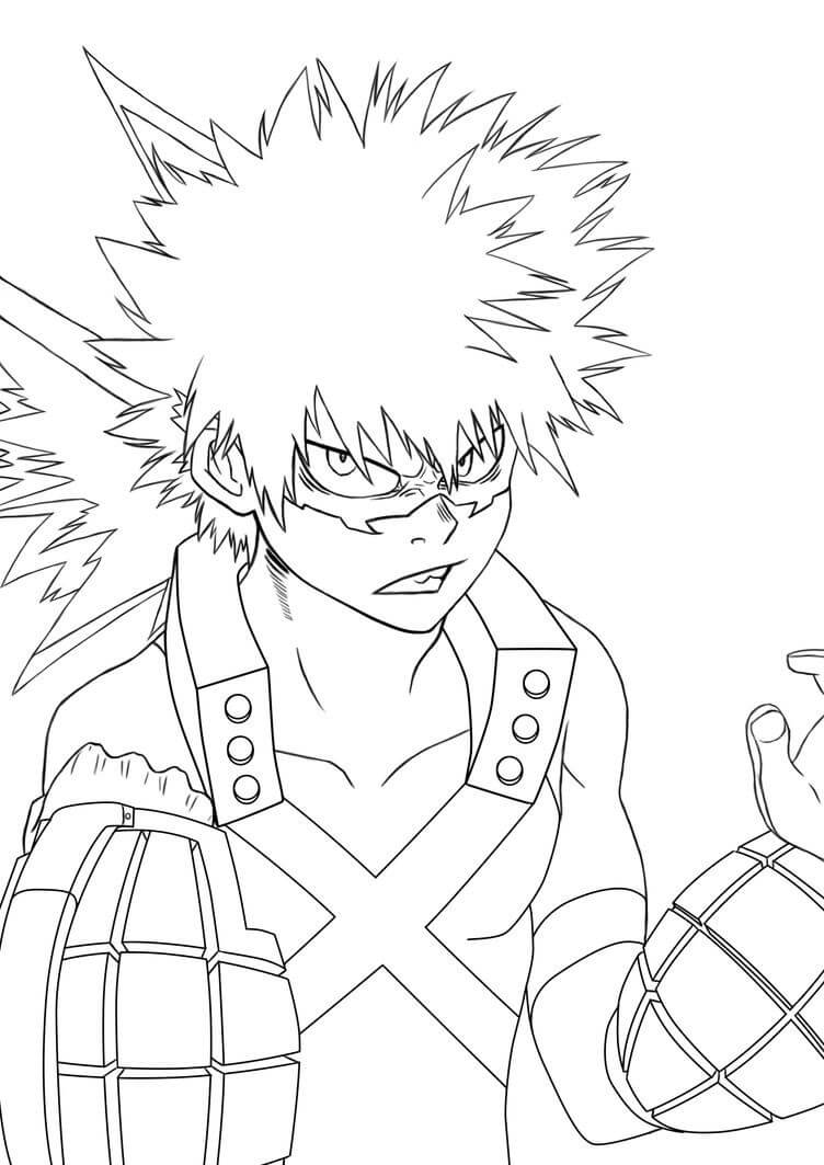 Dibujo de Cara Katsuki Bakugo Enojado para Colorear