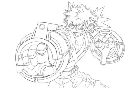 Dibujo de Katsuki Bakugo Divertido para Colorear