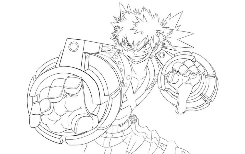 Dibujo de Katsuki Bakugo Divertido para Colorear
