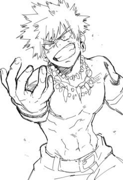 Dibujo de Katsuki Bakugo Sonriendo para Colorear