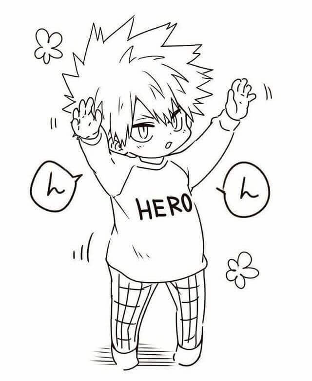 Dibujo de Pequeño Bakugo para Colorear
