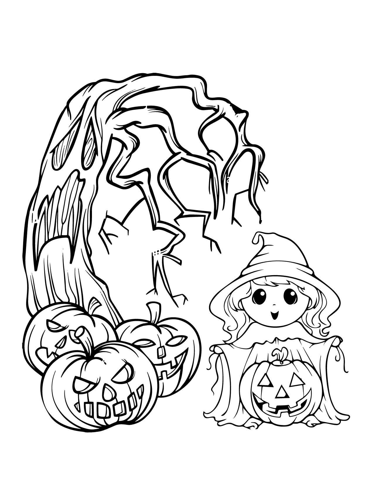 Dibujo de Kawaii Halloween 13 para Colorear