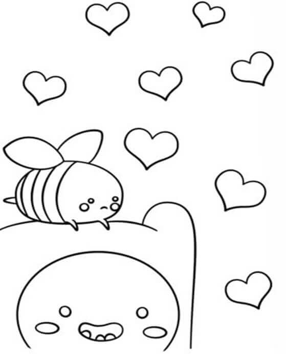 Dibujo de Abeja Kawaii para Colorear