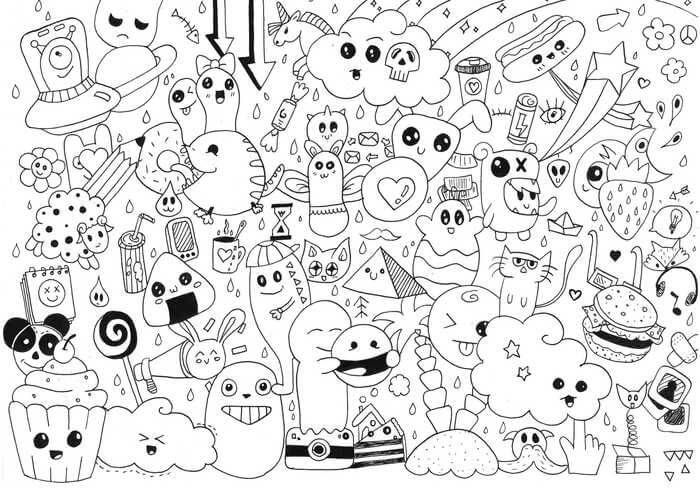 Dibujo de Alimentos Kawaii para Colorear