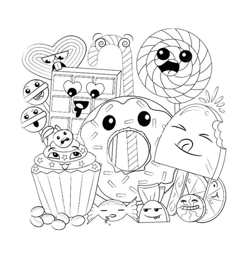 Dibujo de Alimentos Normales Kawaii para Colorear