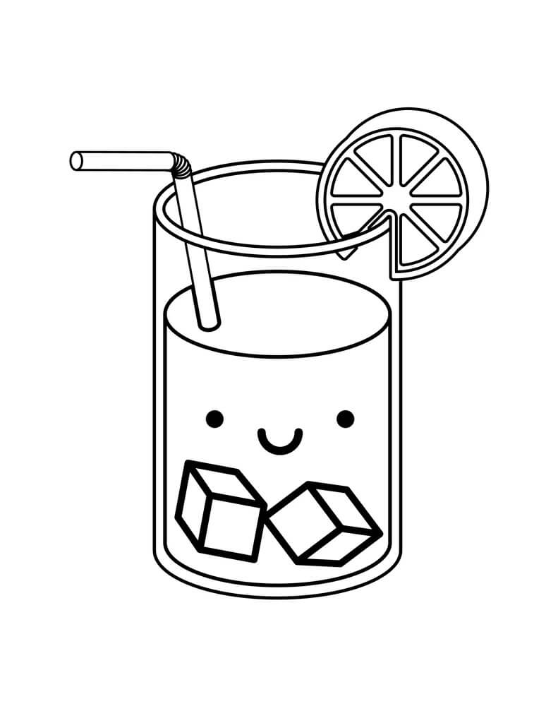 Dibujo de Beber Verano Kawaii para Colorear