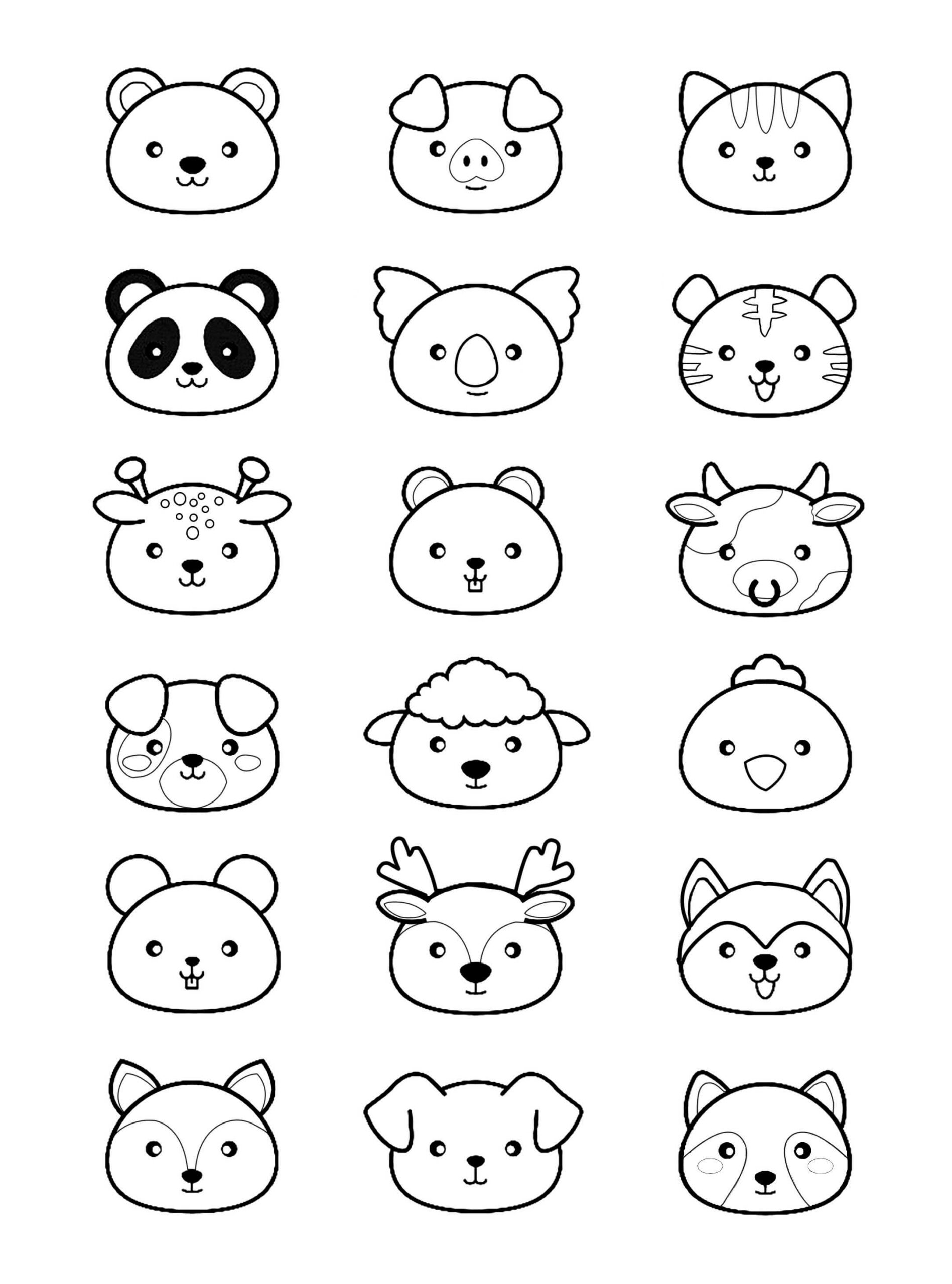 Dibujo de Cabeza de Cabeza Kawaii para Colorear