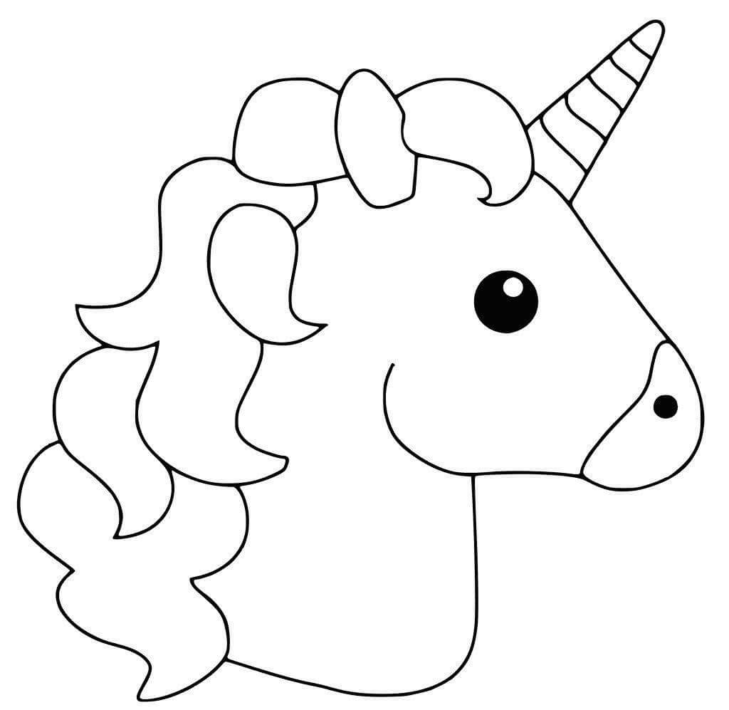 Dibujo de Cabeza Unicornio Kawaii para Colorear