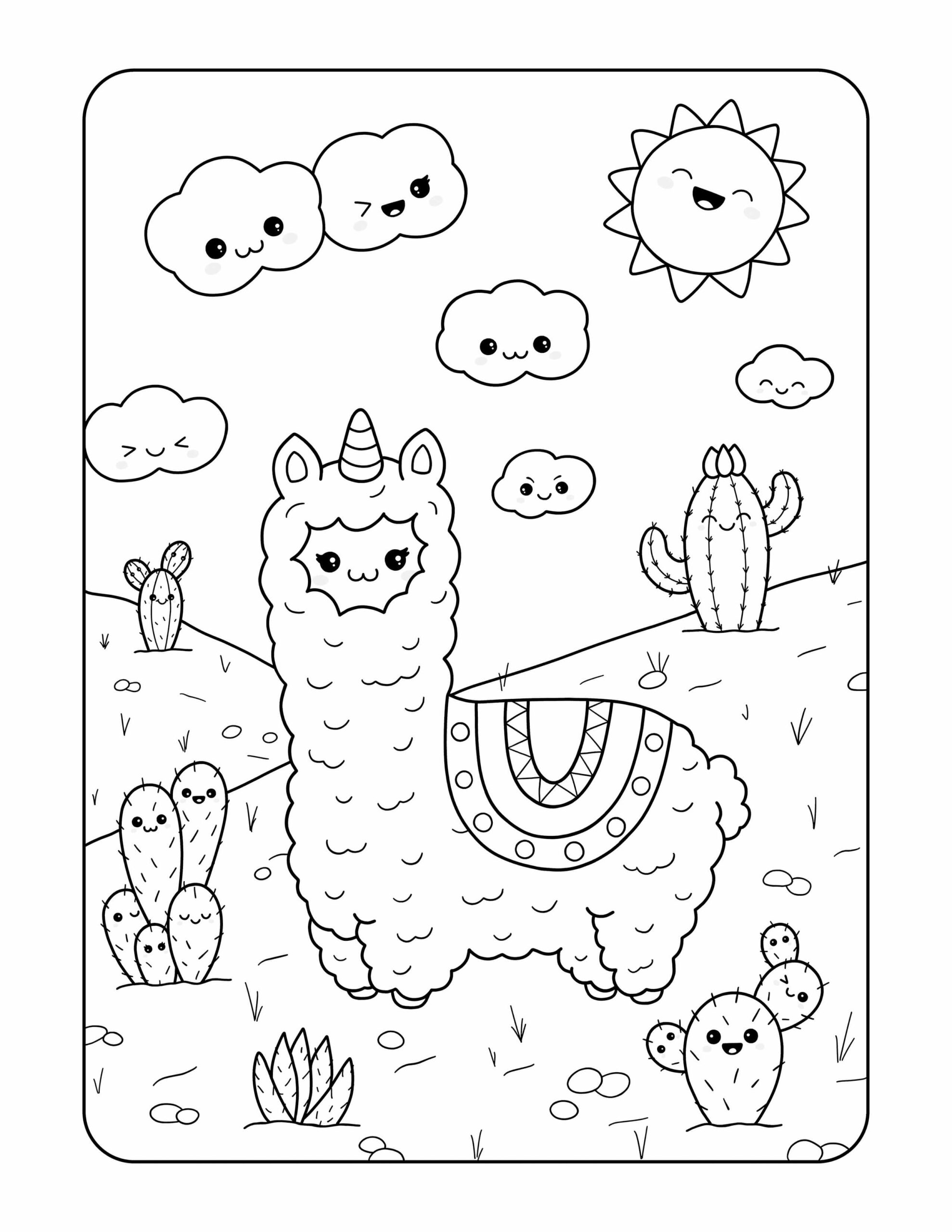 Dibujo de Camello Kawaii para Colorear