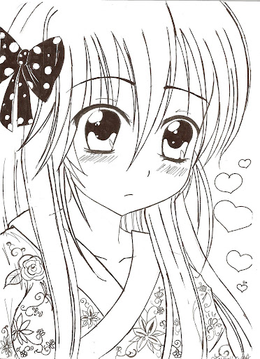Dibujo de Cara Anime niña Kawaii para Colorear