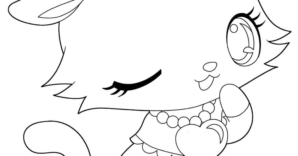 Dibujo de Cara Gato Kawaii para Colorear
