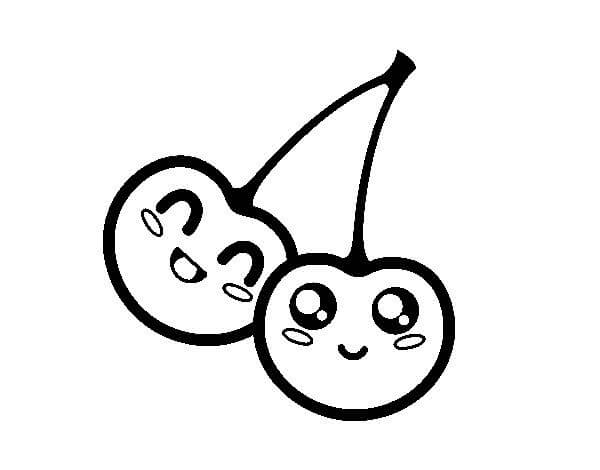 Dibujo de Cereza Kawaii para Colorear