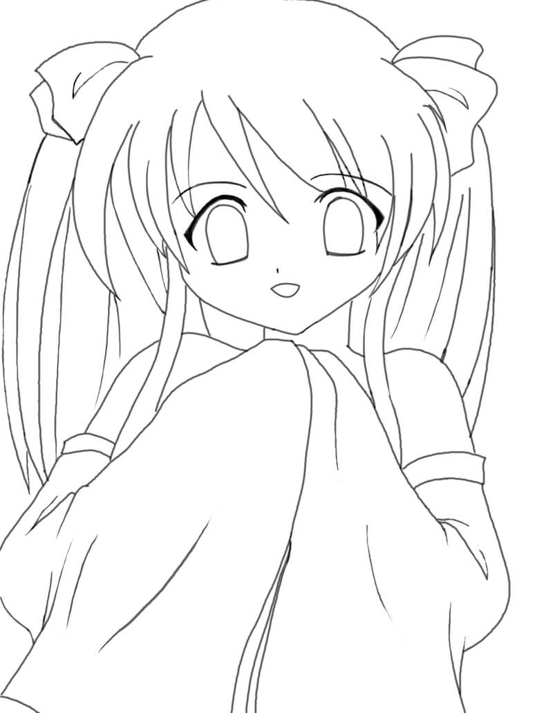 Dibujo de Chica Anime Diversion Kawaii para Colorear