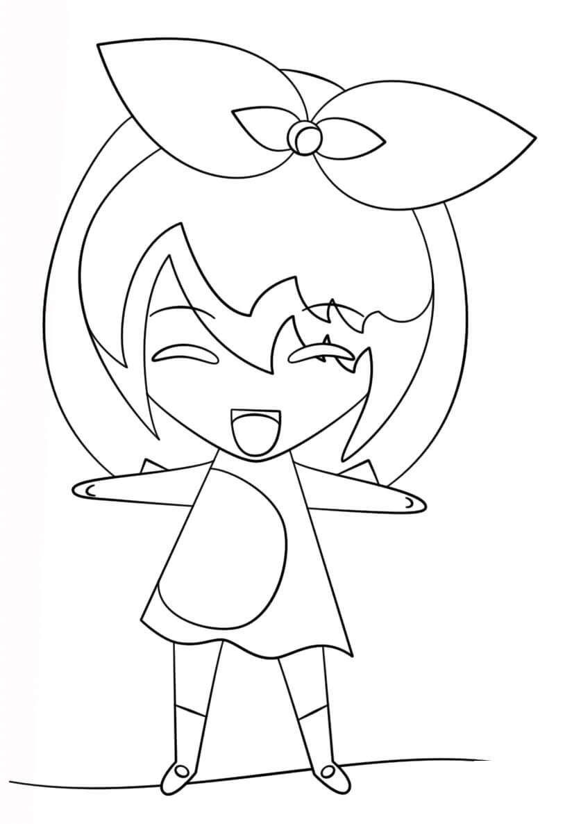 Dibujo de Chica Divertida Kawaii para Colorear