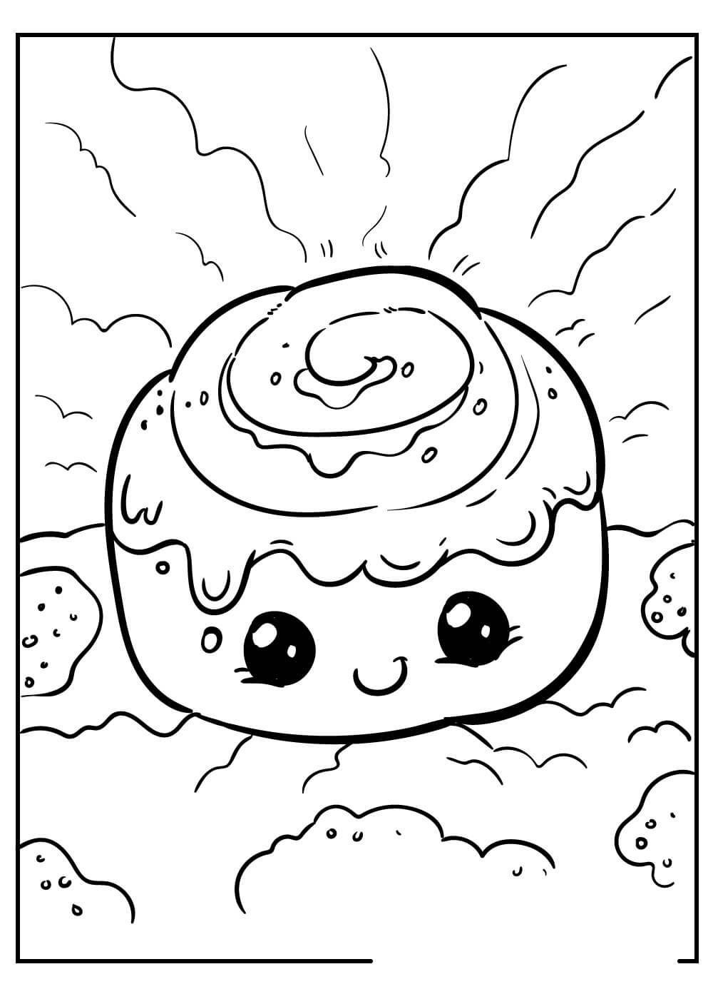 Dibujo de Comida Sonriente Kawaii para Colorear