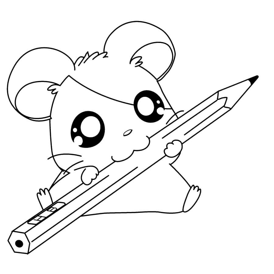Dibujo de Conejo con lápiz Kawaii para Colorear