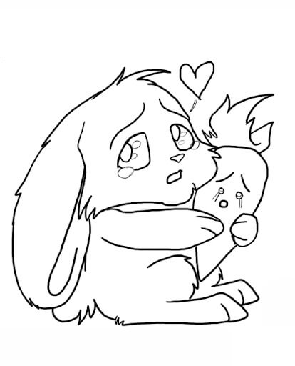 Dibujo de Conejo Sosteniendo la Zanahoria Kawaii para Colorear