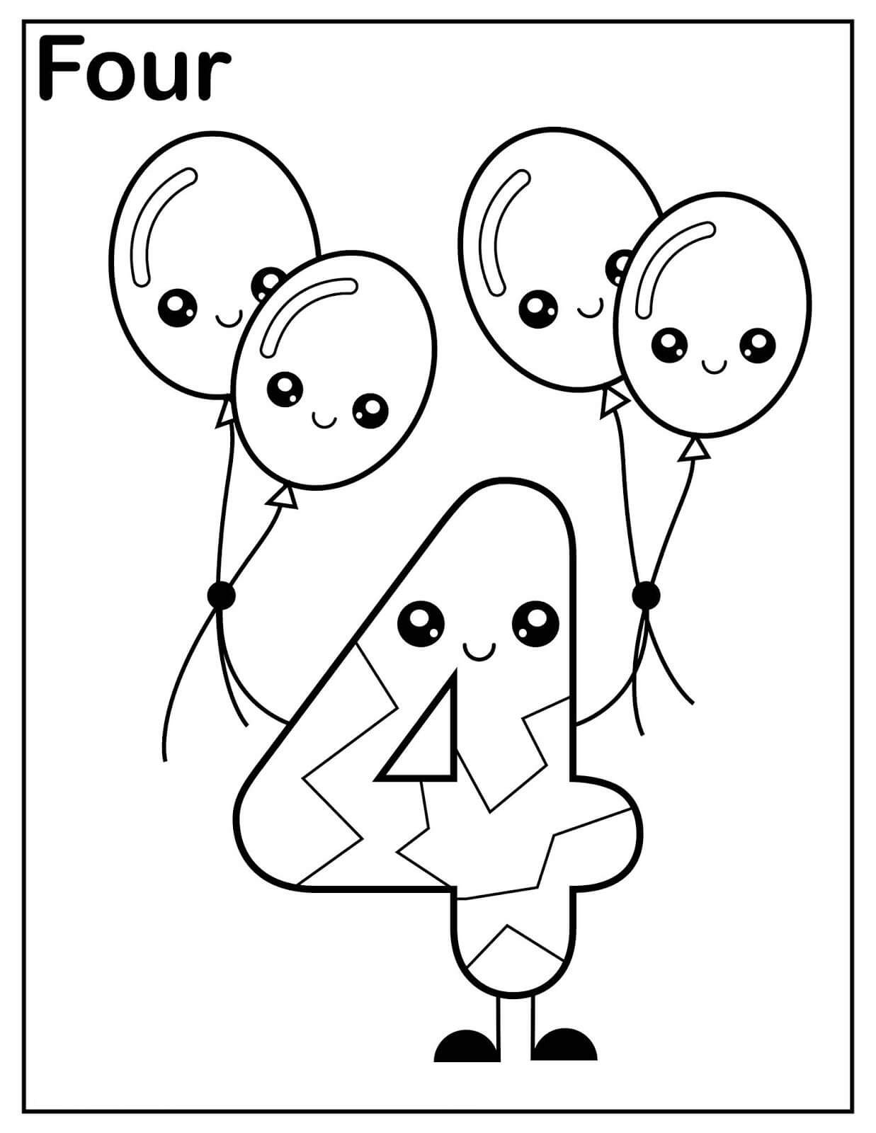 Dibujo de Cuatro Kawaii para Colorear