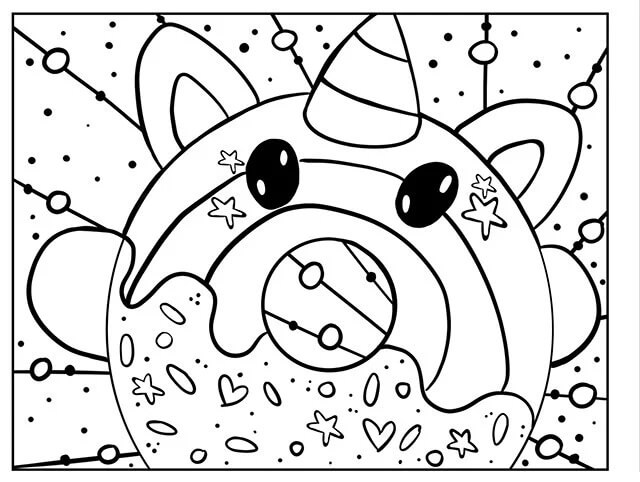 Dibujo de Donut maíz Kawaii para Colorear