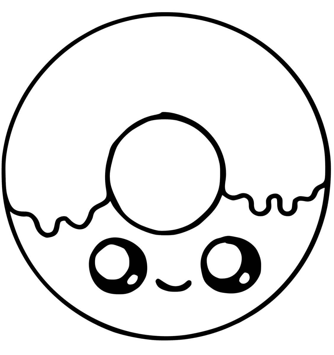 Dibujo de Donut Sonriendo Kawaii para Colorear